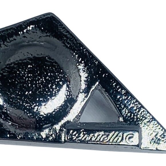 Piscitelli Triangle Statement Earrings 2” Silver Tone Signed Designer - Picture 5 of 11